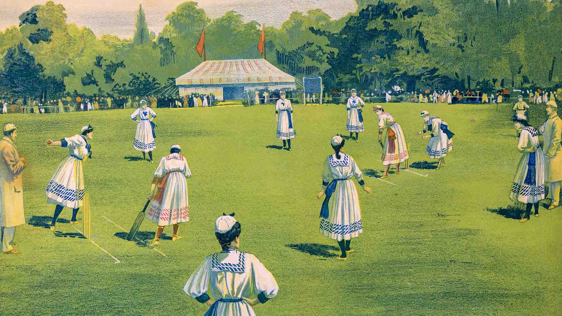 “Original English Lady Cricketers”, Reds Vs. Blue, England, 1890
