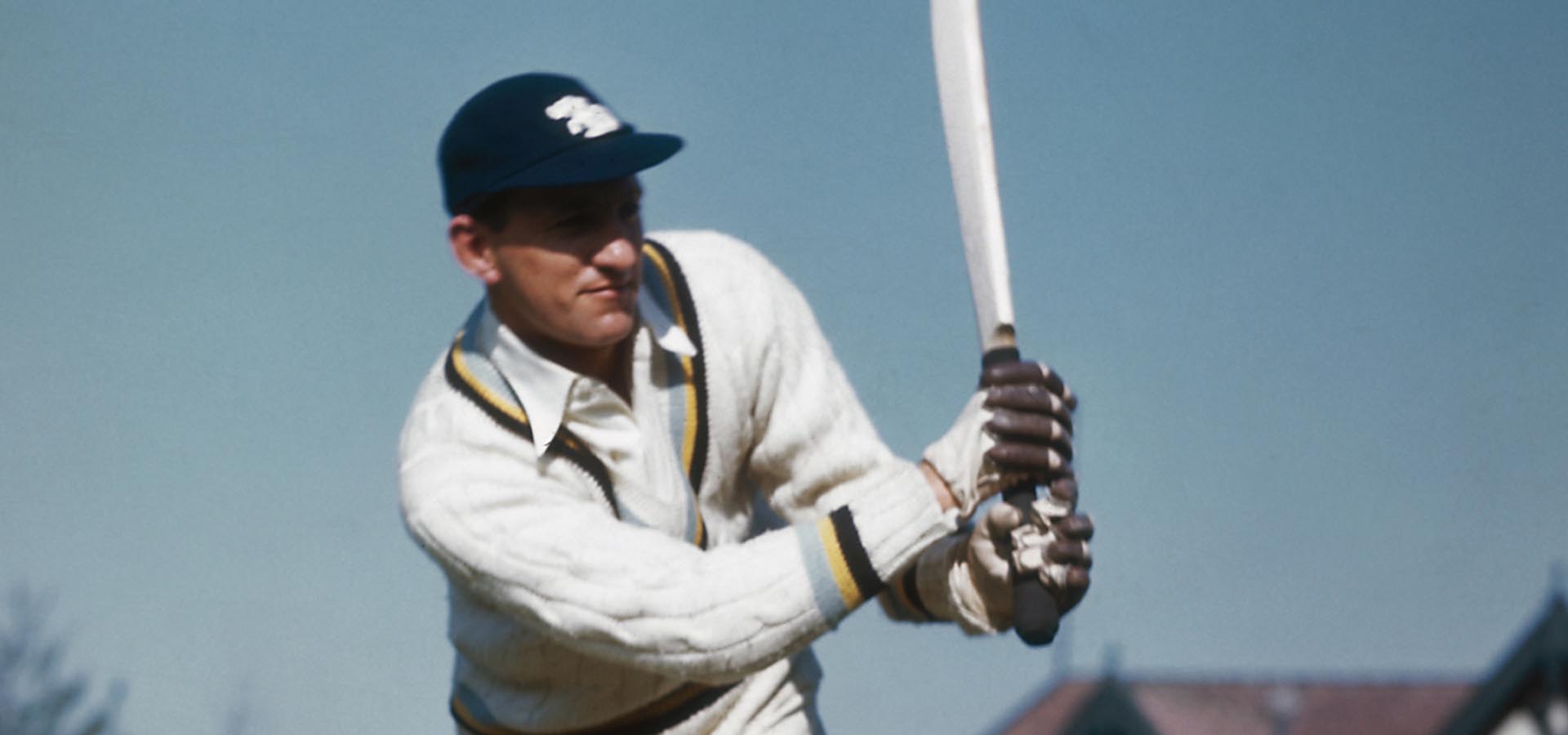 Sir Lenord Hutton batting.