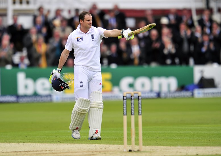 Andrew Strauss celebrates century at Lord's, 2012