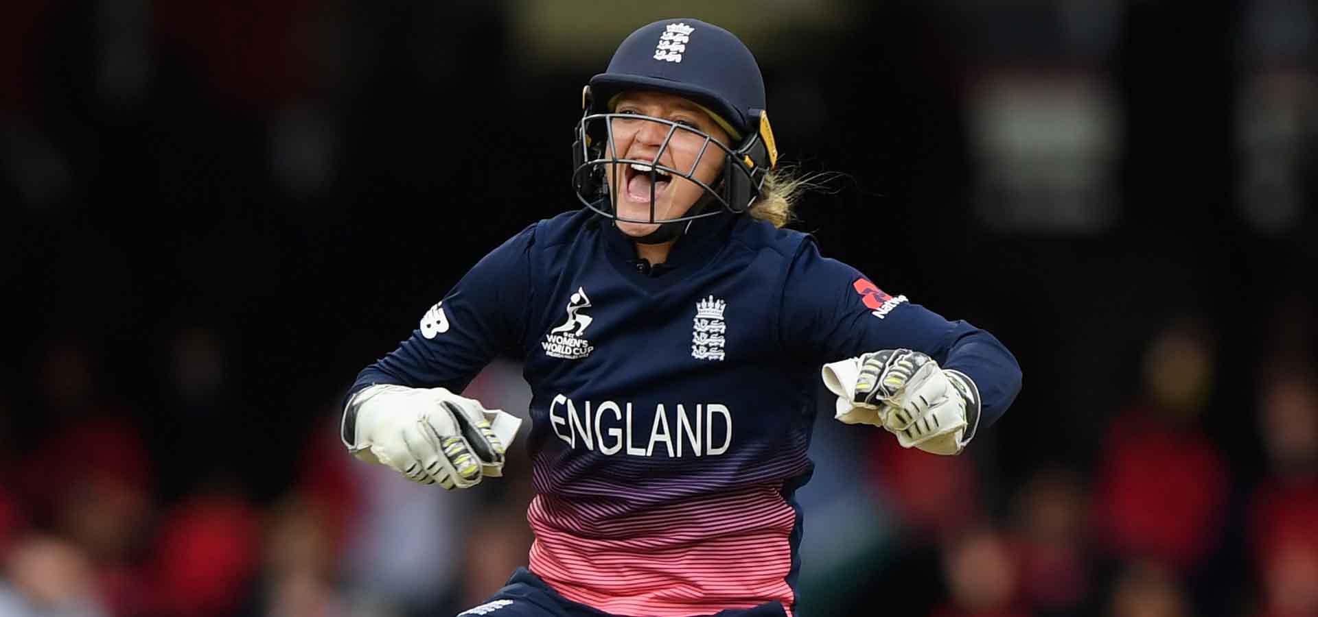 Sarah Taylor celebrates during the 2017 World Cup final