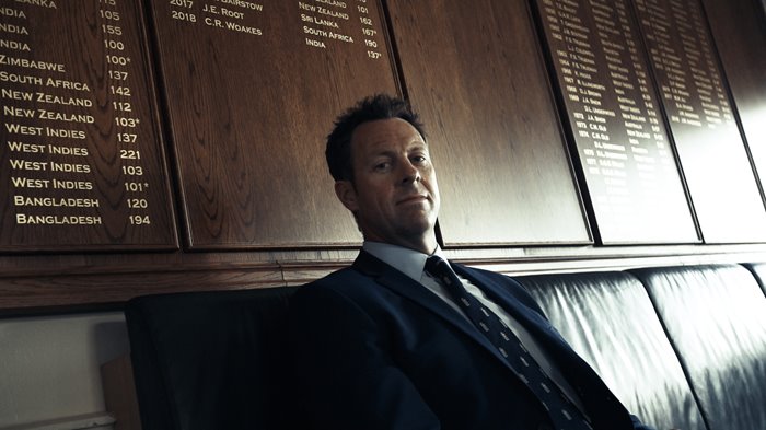 Marcus Trescothick sitting by the Lord's Honours Boards