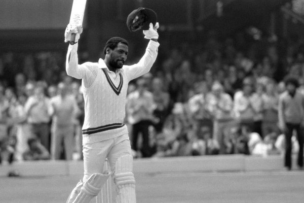 West Indies' Viv Richards celebrates his century.