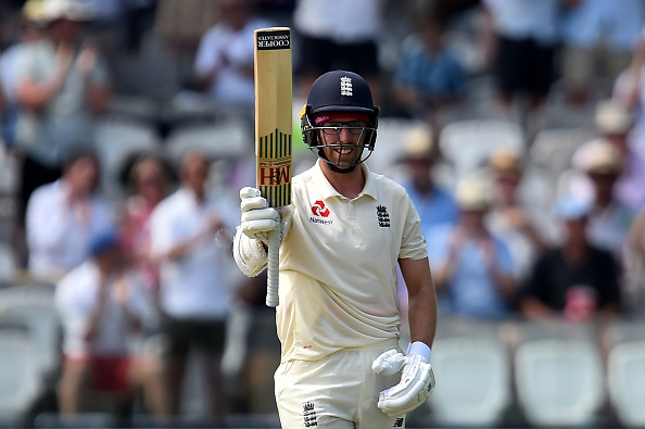 Jack Leach celebrates a 50 at Lord's.
