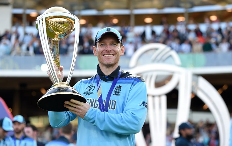 Eoin Morgan with the ICC Cricket World Cup 2019