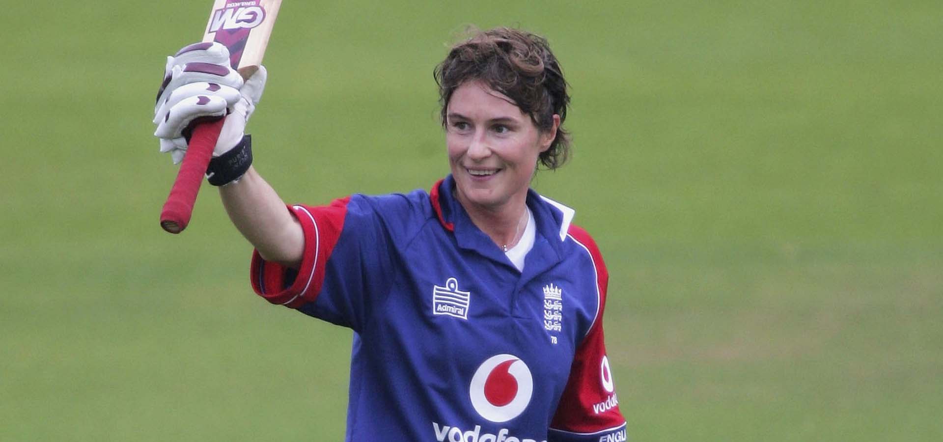 Claire Taylor celebrates her 156* at Lord's