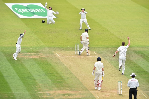 Moeen Ali is caught behind by Ireland's Gary Wilson off the bowling of Boyd Rankin.