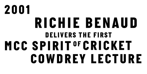 Richie Benaud delivers first Spirit of Cricket Lecture