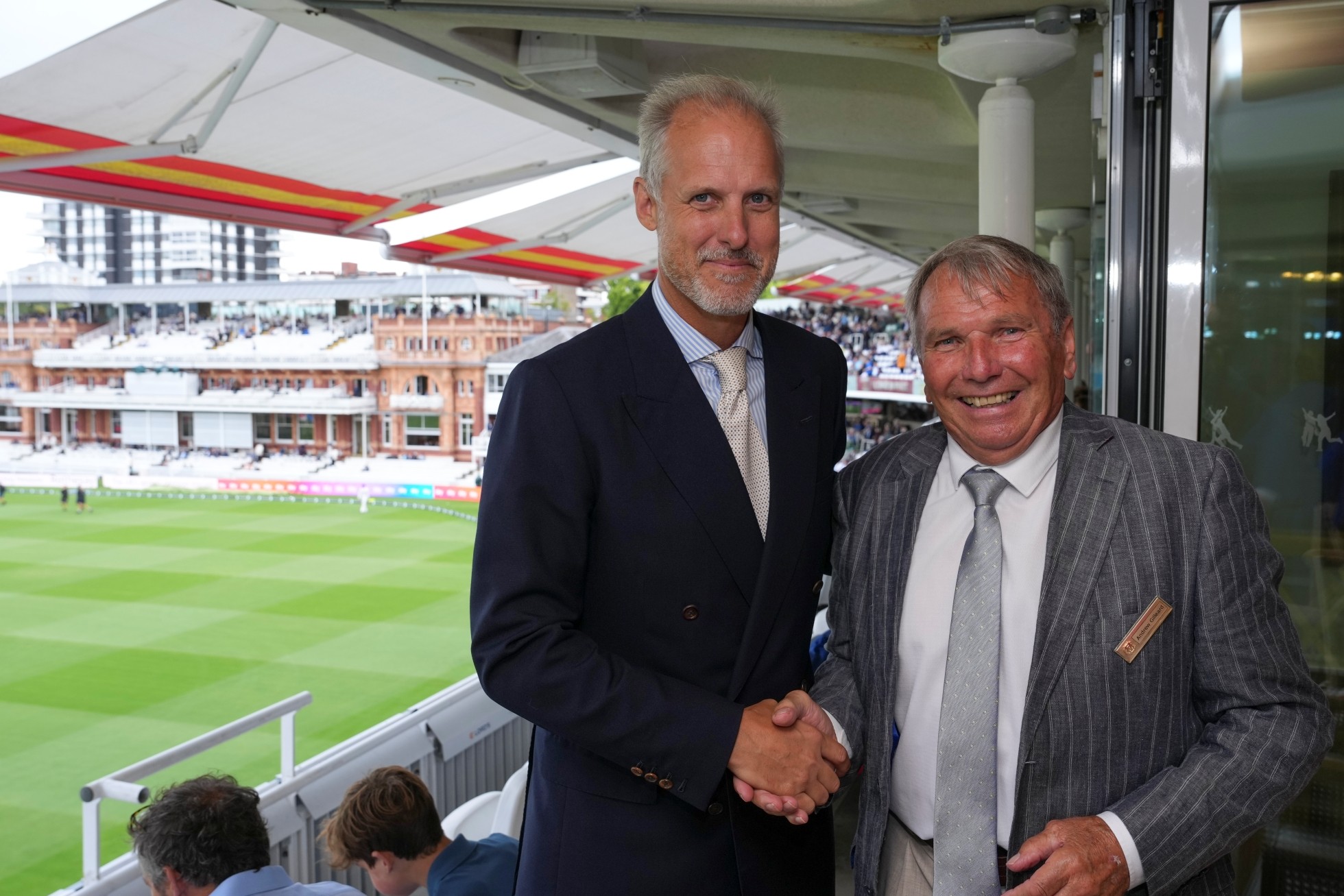 MCC President Ed Smith with 2026 Community Cricket Hero winner Andrew Gilleard